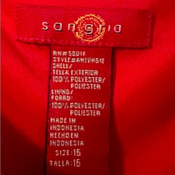 Bright red dress, no sleeves, scalloped front & back. Great for holiday party! - Picture 4 of 4